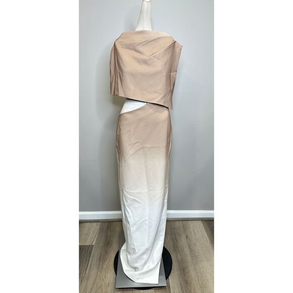Et Ochs Helens Ombré One-Shoulder Dress In Taupe Ivory US 4 $498 - Picture 6 of 11
